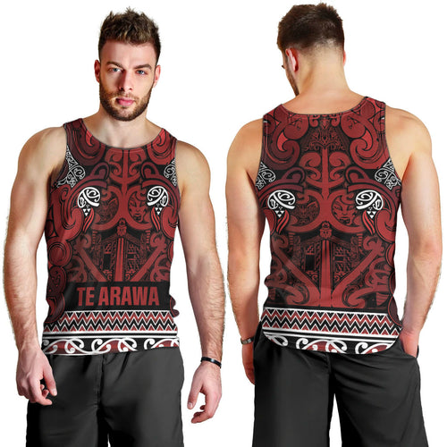 Aotearoa Iwi Te Arawa Men Tank Top Maori Wharenui House Tribal Pattern