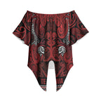 Aotearoa Iwi Te Arawa Off Shoulder Wrap Waist Top Maori Wharenui House Tribal Pattern