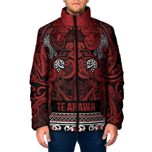 Aotearoa Iwi Te Arawa Padded Jacket Maori Wharenui House Tribal Pattern