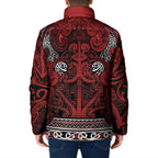 Aotearoa Iwi Te Arawa Padded Jacket Maori Wharenui House Tribal Pattern
