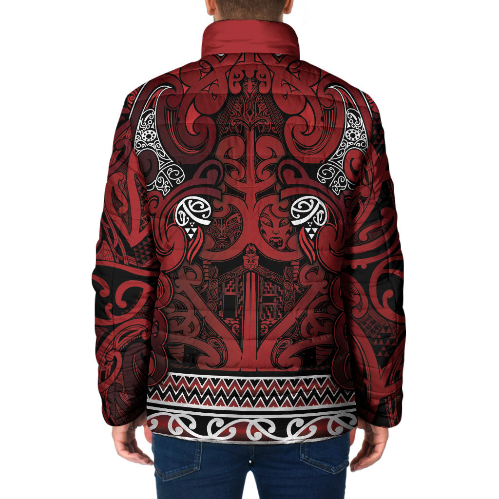 Aotearoa Iwi Te Arawa Padded Jacket Maori Wharenui House Tribal Pattern
