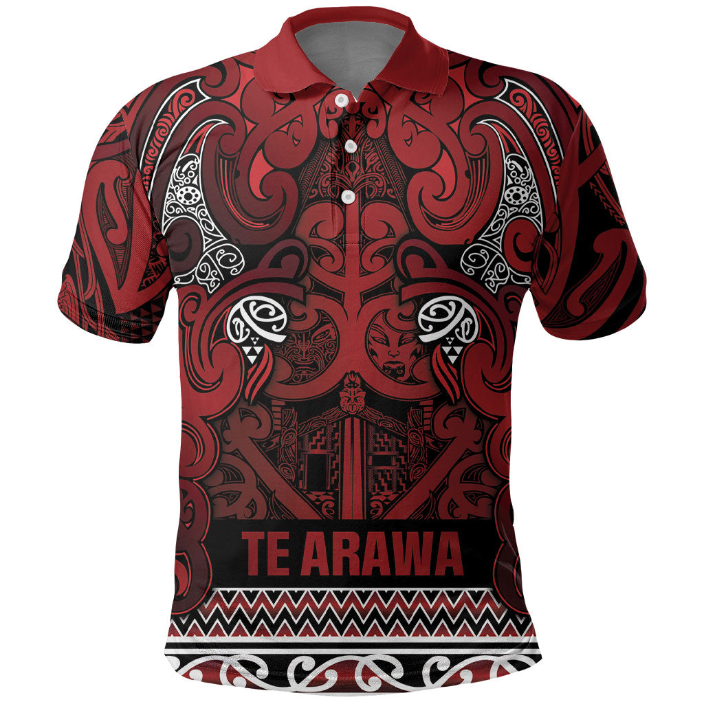 Aotearoa Iwi Te Arawa Polo Shirt Maori Wharenui House Tribal Pattern
