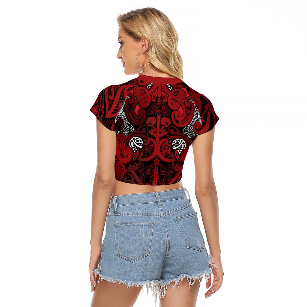 Aotearoa Iwi Te Arawa Raglan Cropped T Shirt Maori Wharenui House Tribal Pattern