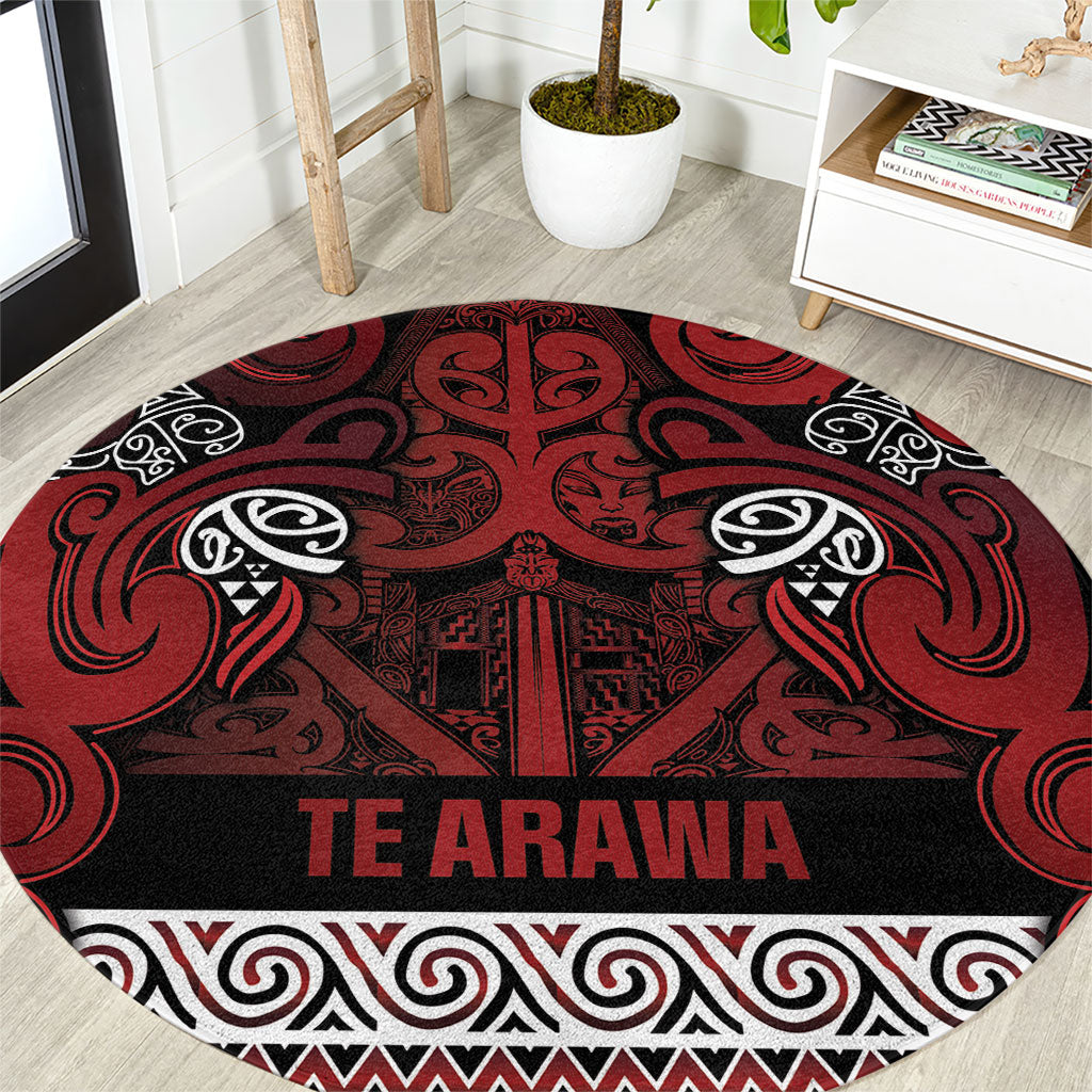 Aotearoa Iwi Te Arawa Round Carpet Maori Wharenui House Tribal Pattern