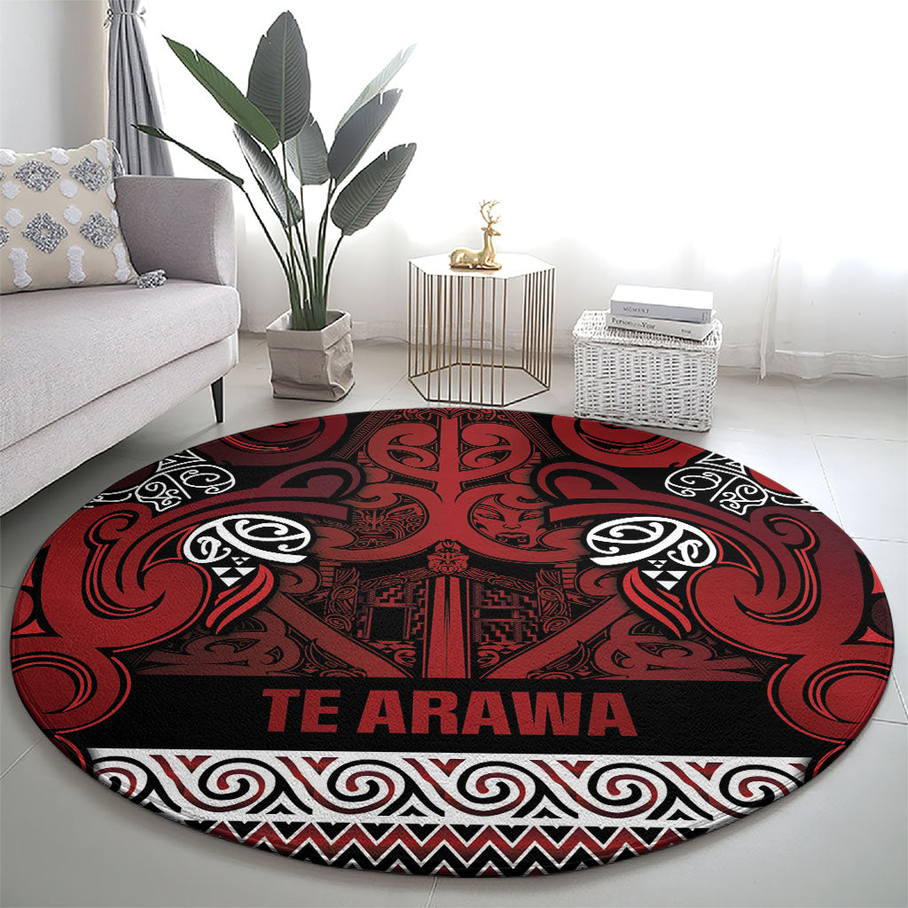 Aotearoa Iwi Te Arawa Round Carpet Maori Wharenui House Tribal Pattern