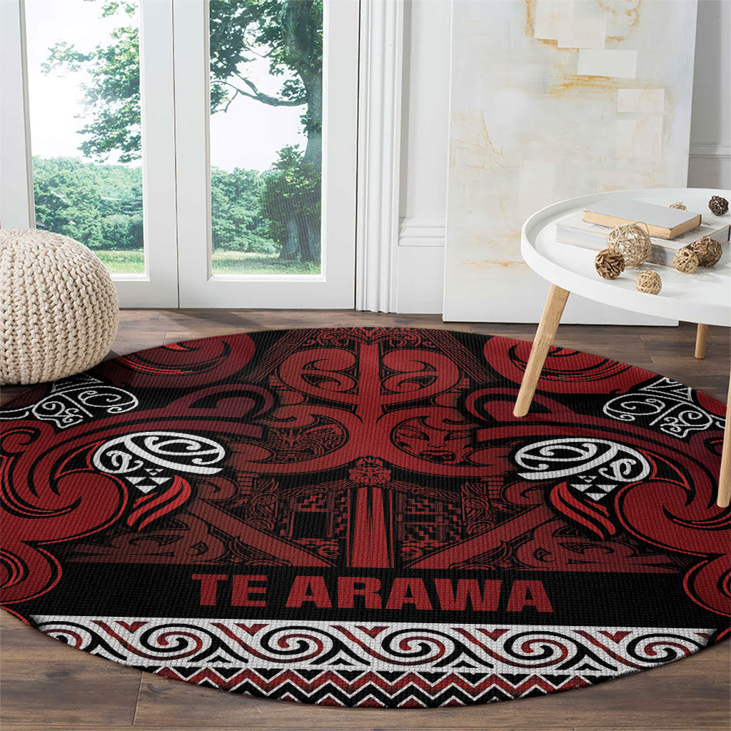 Aotearoa Iwi Te Arawa Round Carpet Maori Wharenui House Tribal Pattern