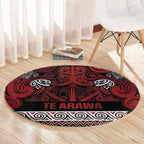 Aotearoa Iwi Te Arawa Round Carpet Maori Wharenui House Tribal Pattern
