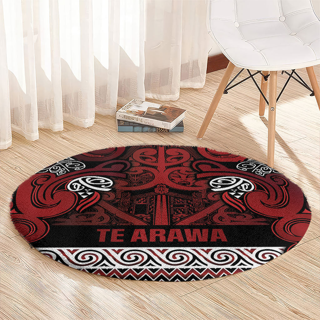 Aotearoa Iwi Te Arawa Round Carpet Maori Wharenui House Tribal Pattern