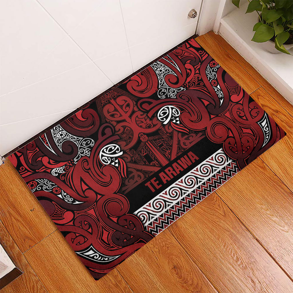 Aotearoa Iwi Te Arawa Rubber Doormat Maori Wharenui House Tribal Pattern