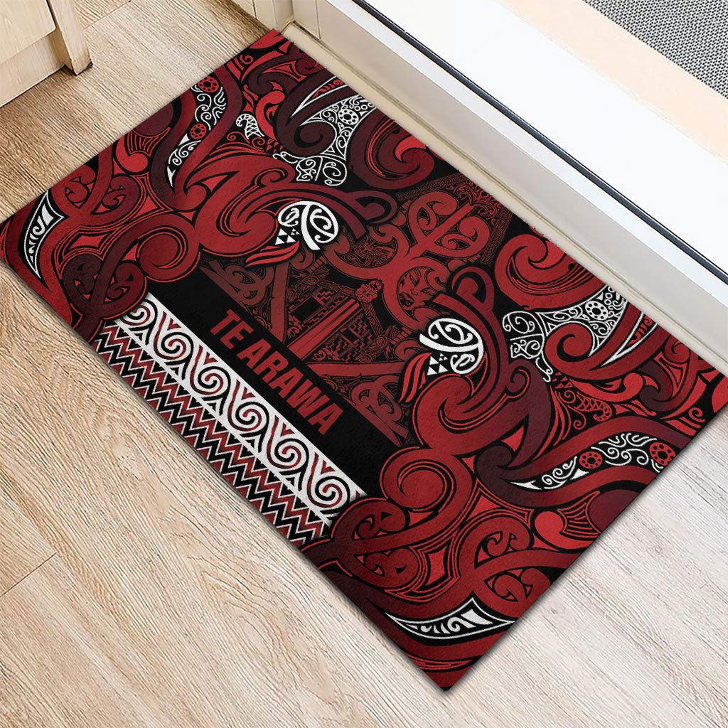 Aotearoa Iwi Te Arawa Rubber Doormat Maori Wharenui House Tribal Pattern