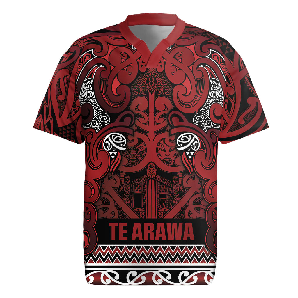 Aotearoa Iwi Te Arawa Rugby Jersey Maori Wharenui House Tribal Pattern