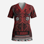 Aotearoa Iwi Te Arawa Scrub Top Maori Wharenui House Tribal Pattern