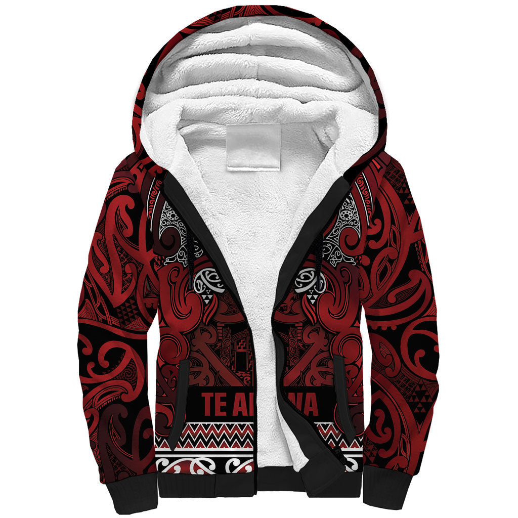 Aotearoa Iwi Te Arawa Sherpa Hoodie Maori Wharenui House Tribal Pattern