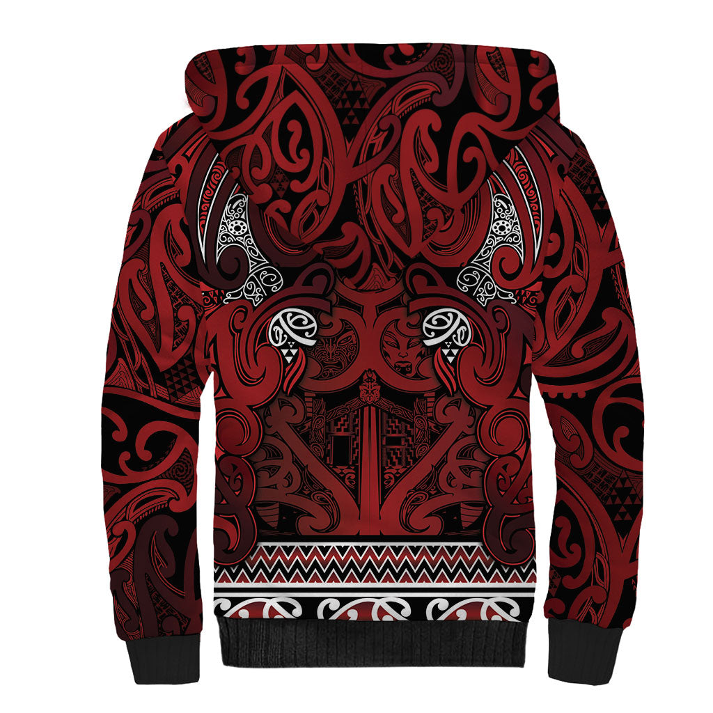 Aotearoa Iwi Te Arawa Sherpa Hoodie Maori Wharenui House Tribal Pattern