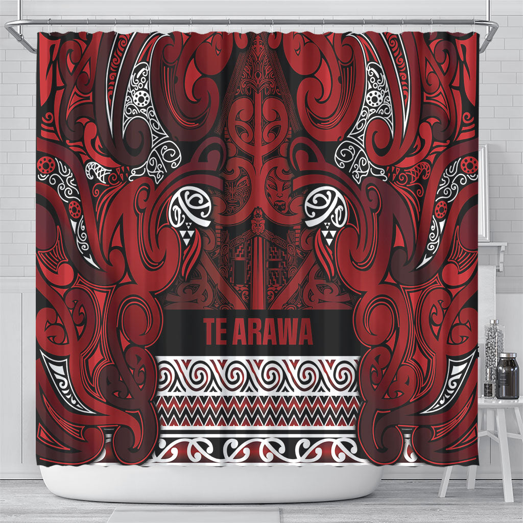 Aotearoa Iwi Te Arawa Shower Curtain Maori Wharenui House Tribal Pattern