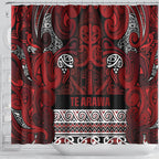 Aotearoa Iwi Te Arawa Shower Curtain Maori Wharenui House Tribal Pattern