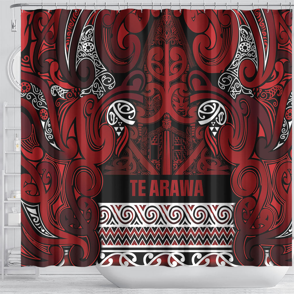 Aotearoa Iwi Te Arawa Shower Curtain Maori Wharenui House Tribal Pattern