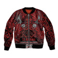 Aotearoa Iwi Te Arawa Sleeve Zip Bomber Jacket Maori Wharenui House Tribal Pattern