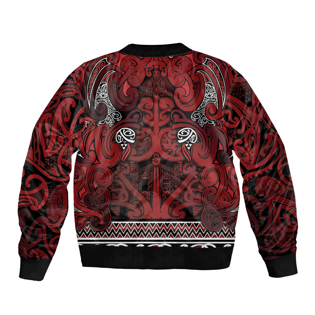Aotearoa Iwi Te Arawa Sleeve Zip Bomber Jacket Maori Wharenui House Tribal Pattern