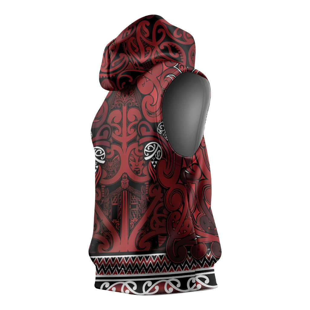 Aotearoa Iwi Te Arawa Sleeveless Hoodie Maori Wharenui House Tribal Pattern