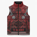 Aotearoa Iwi Te Arawa Sleeveless Puffer Jacket Maori Wharenui House Tribal Pattern