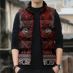 Aotearoa Iwi Te Arawa Sleeveless Puffer Jacket Maori Wharenui House Tribal Pattern
