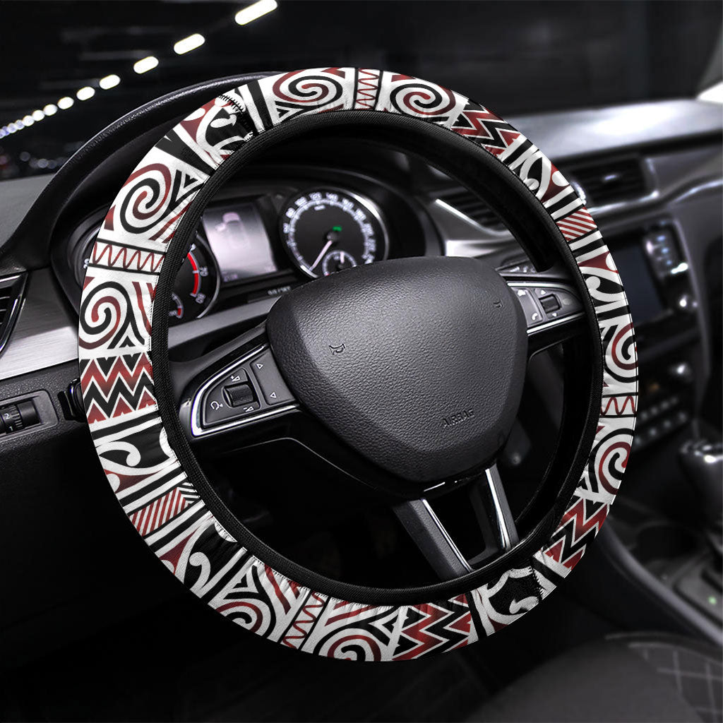 Aotearoa Iwi Te Arawa Steering Wheel Cover Maori Wharenui House Tribal Pattern
