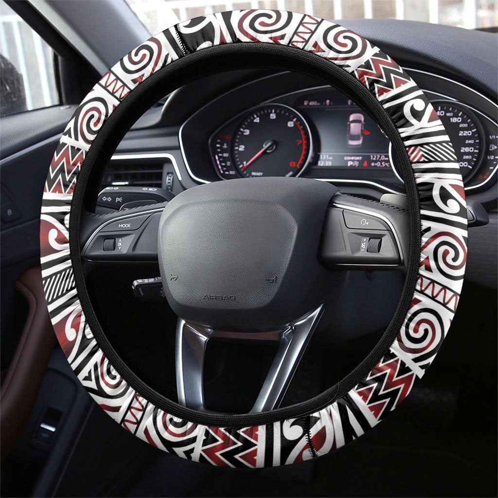 Aotearoa Iwi Te Arawa Steering Wheel Cover Maori Wharenui House Tribal Pattern