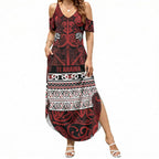 Aotearoa Iwi Te Arawa Summer Maxi Dress Maori Wharenui House Tribal Pattern
