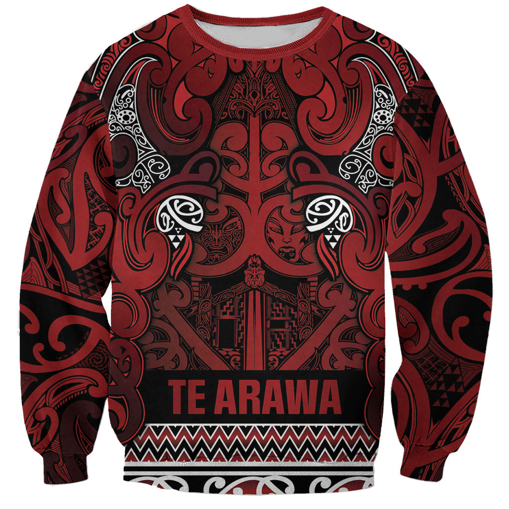 Aotearoa Iwi Te Arawa Sweatshirt Maori Wharenui House Tribal Pattern