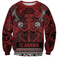 Aotearoa Iwi Te Arawa Sweatshirt Maori Wharenui House Tribal Pattern