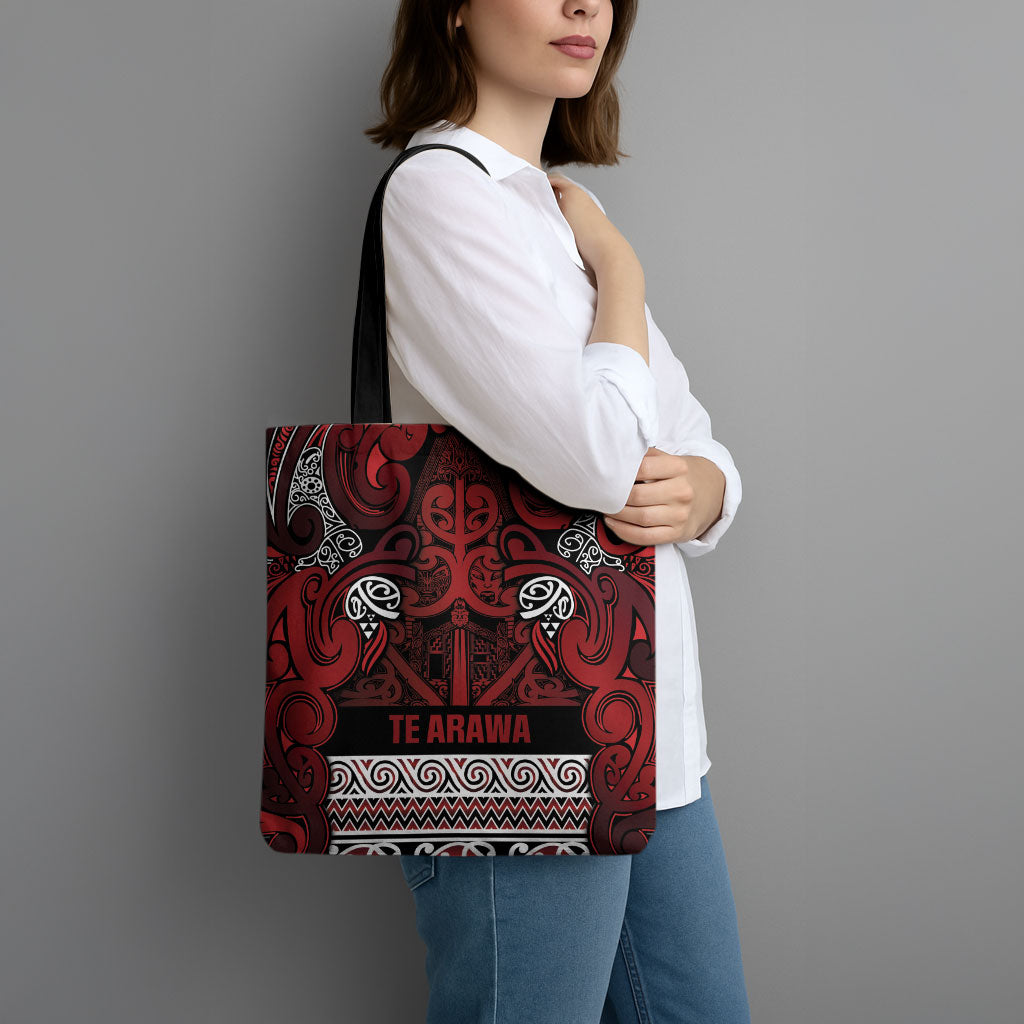 Aotearoa Iwi Te Arawa Tote Bag Maori Wharenui House Tribal Pattern