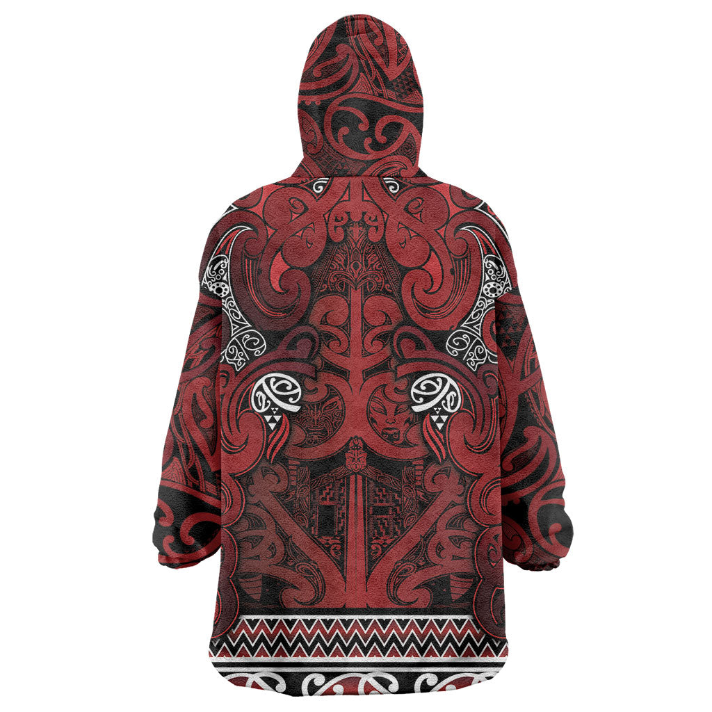 Aotearoa Iwi Te Arawa Wearable Blanket Hoodie Maori Wharenui House Tribal Pattern