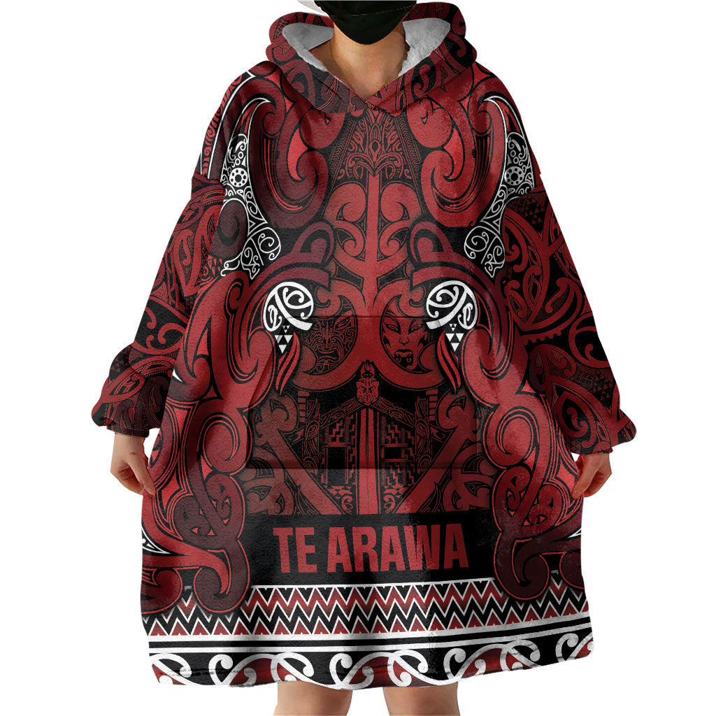 Aotearoa Iwi Te Arawa Wearable Blanket Hoodie Maori Wharenui House Tribal Pattern