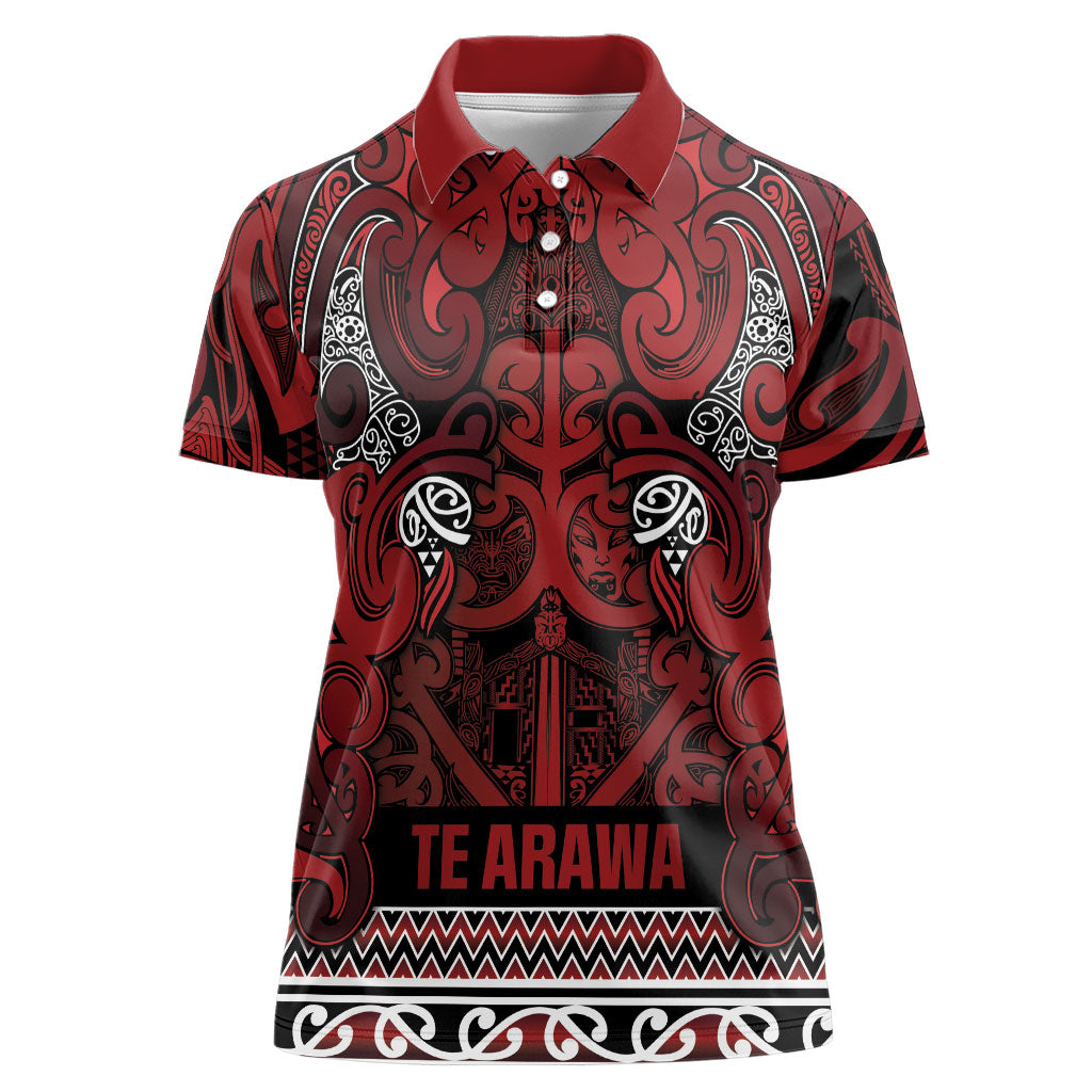 Aotearoa Iwi Te Arawa Women Polo Shirt Maori Wharenui House Tribal Pattern