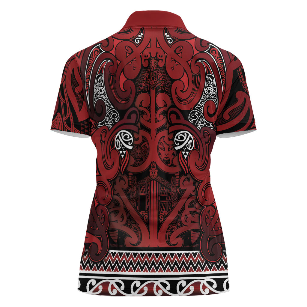 Aotearoa Iwi Te Arawa Women Polo Shirt Maori Wharenui House Tribal Pattern