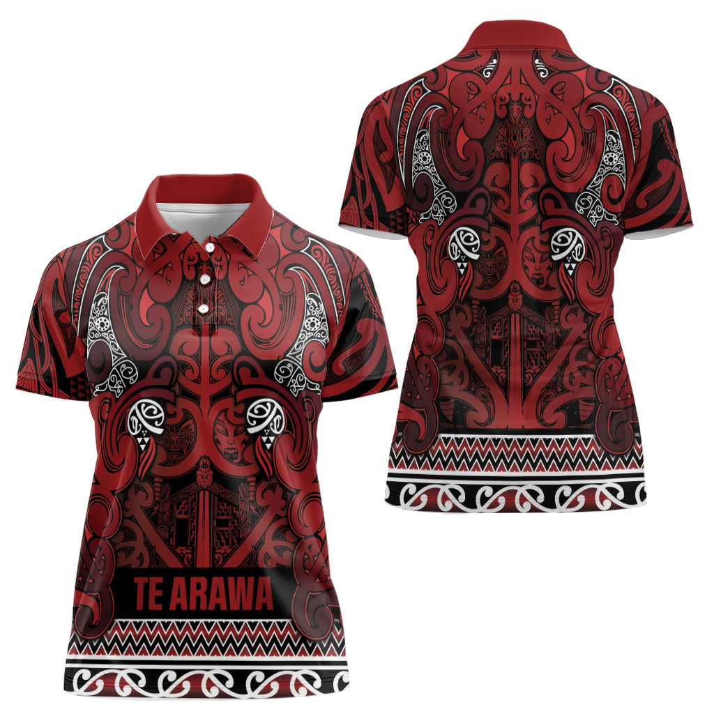 Aotearoa Iwi Te Arawa Women Polo Shirt Maori Wharenui House Tribal Pattern