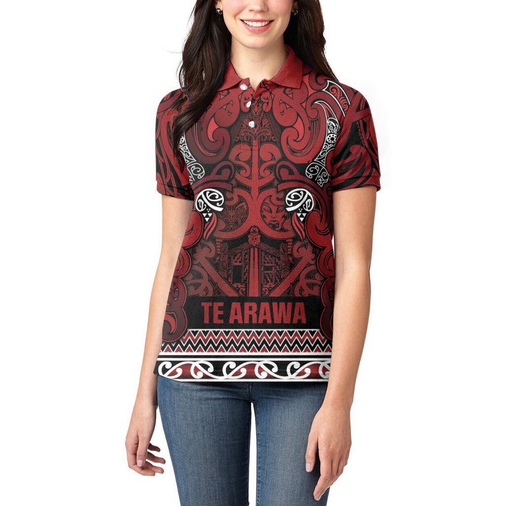 Aotearoa Iwi Te Arawa Women Polo Shirt Maori Wharenui House Tribal Pattern