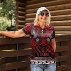 Aotearoa Iwi Te Arawa Women Polo Shirt Maori Wharenui House Tribal Pattern