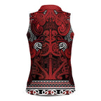 Aotearoa Iwi Te Arawa Women Sleeveless Polo Shirt Maori Wharenui House Tribal Pattern
