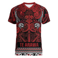 Aotearoa Iwi Te Arawa Women V-Neck T-Shirt Maori Wharenui House Tribal Pattern