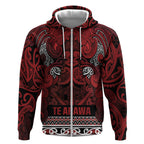 Aotearoa Iwi Te Arawa Zip Hoodie Maori Wharenui House Tribal Pattern