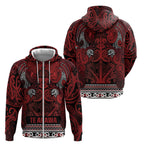 Aotearoa Iwi Te Arawa Zip Hoodie Maori Wharenui House Tribal Pattern