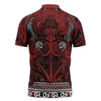Aotearoa Iwi Te Arawa Zipper Polo Shirt Maori Wharenui House Tribal Pattern