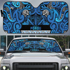 Aotearoa Iwi Ngati Porou Auto Sun Shade Maori Wharenui House Tribal Pattern