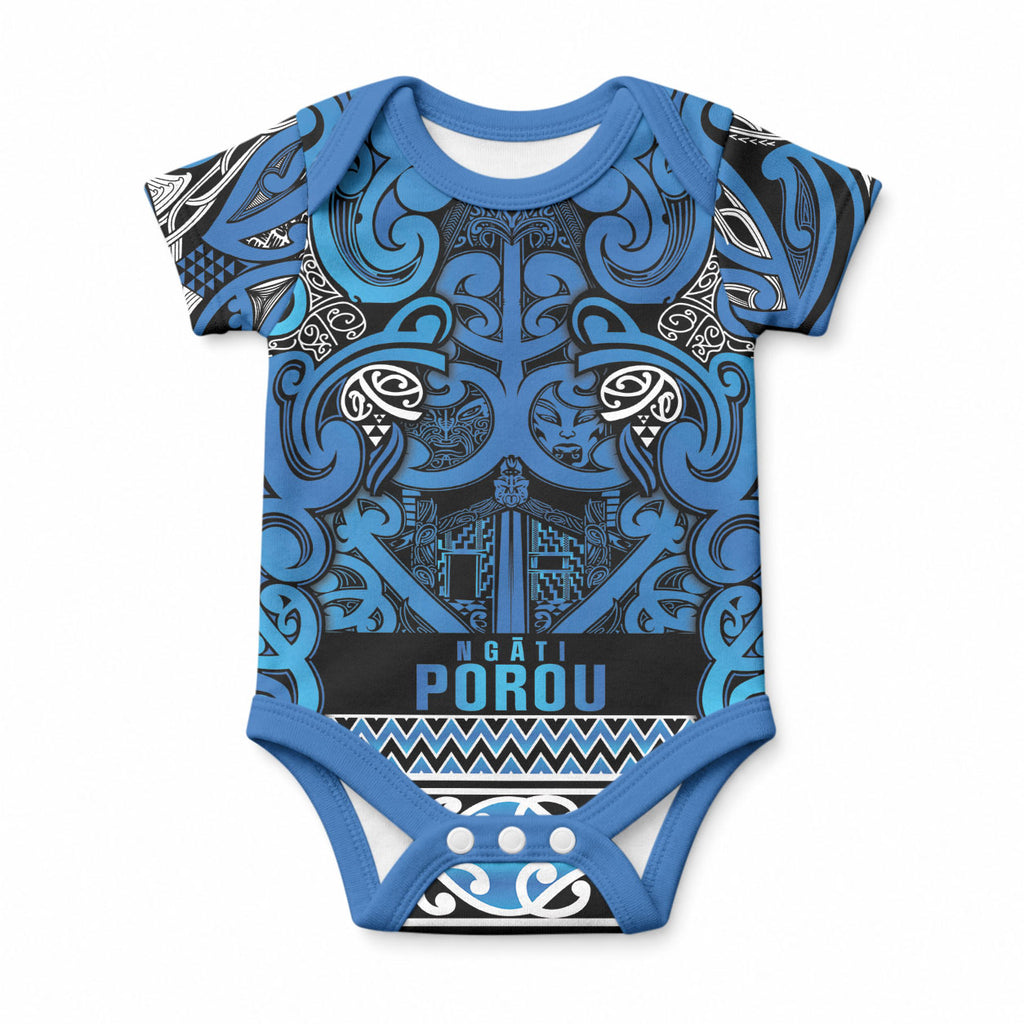 Aotearoa Iwi Ngati Porou Baby Onesie Maori Wharenui House Tribal Pattern