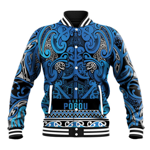 Aotearoa Iwi Ngati Porou Baseball Jacket Maori Wharenui House Tribal Pattern