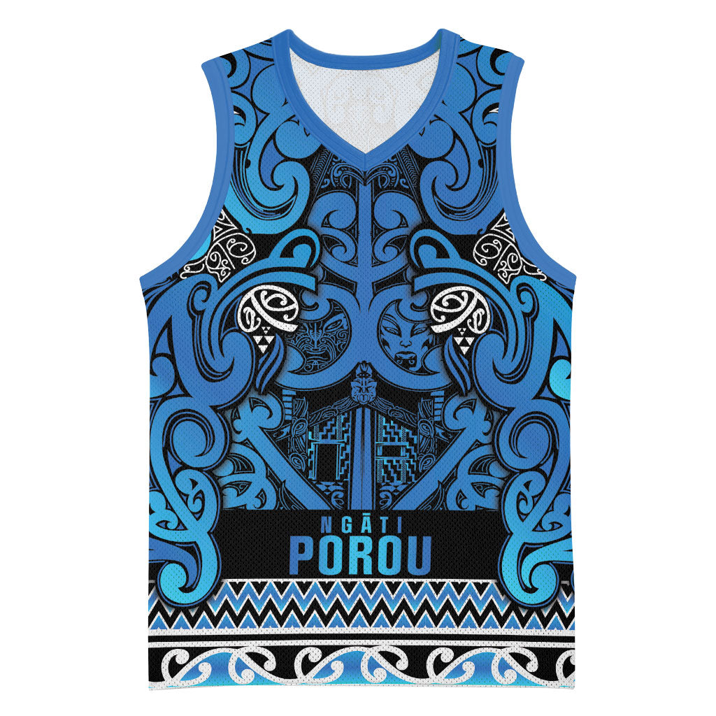 Aotearoa Iwi Ngati Porou Basketball Jersey Maori Wharenui House Tribal Pattern