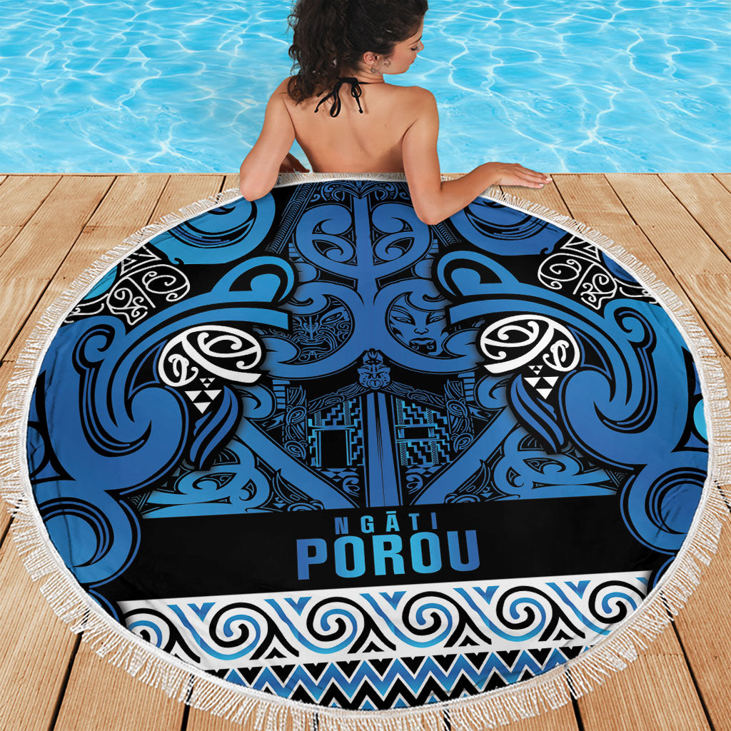 Aotearoa Iwi Ngati Porou Beach Blanket Maori Wharenui House Tribal Pattern