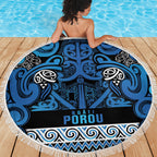 Aotearoa Iwi Ngati Porou Beach Blanket Maori Wharenui House Tribal Pattern